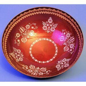 Vtg Enamel-on-Copper Bowl Handmade by Eva Scherer Vienna Austria Stamped